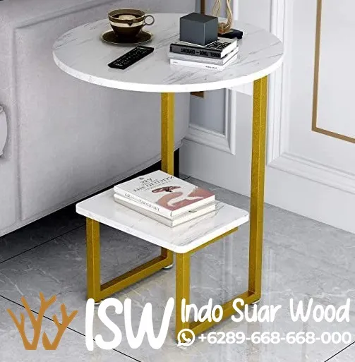 Jual Meja Sudut Rangka Stainless Permukaan Marmer