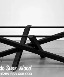 Kaki Meja X Cross Industrial Besi Hollow Solid Hitam