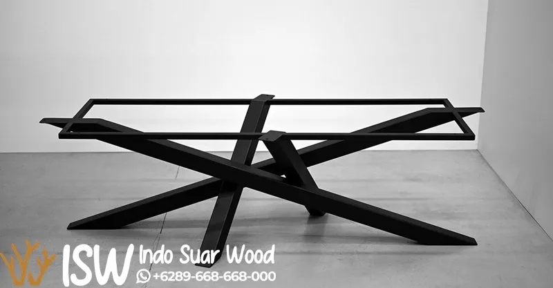 Kaki Meja X Cross Industrial Besi Hollow Solid Hitam