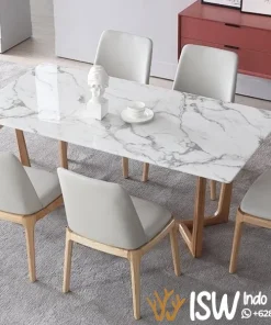 Meja Makan Marmer Scandinavian Luxury White