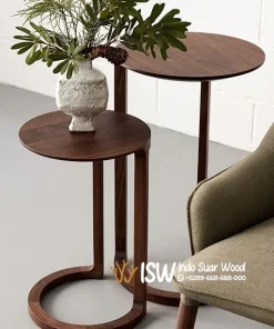 Alternative view of Meja Sudut Kayu Jati Finishing Walnut