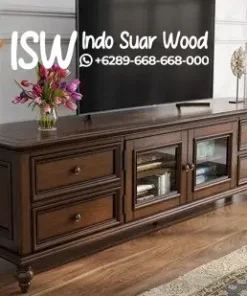 Meja TV Kayu Jati Minimalis Retro Kolonial