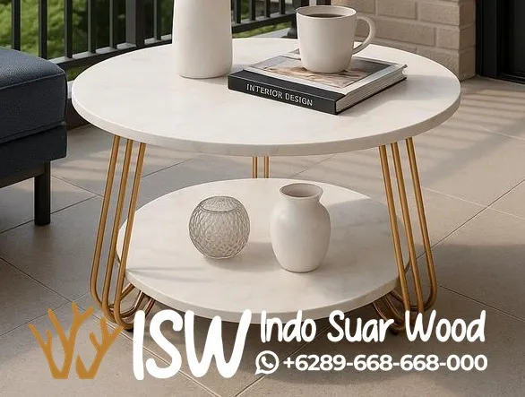 Jual Coffee Table Marmer kaki Stainless