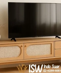 Meja TV Minimalis Laci Pintu Rotan