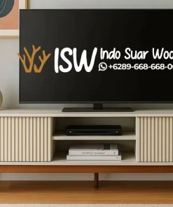 Meja TV Minimalis Modern Fluted Cream