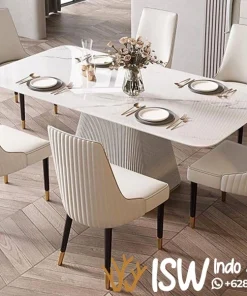 Set Meja Makan Kontemporer Luxury White