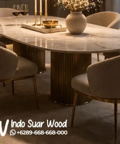 Jual Meja Makan Marmer Satu Set Estetik