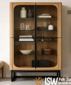 Lemari Hias Kaca Scandi Industrial