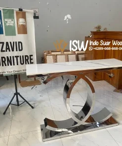 Meja Konsol Marmer Stainless Glossy Minimalis Berwibawa