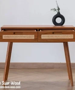 Meja Konsul Jati Minimalis Laci Rotan