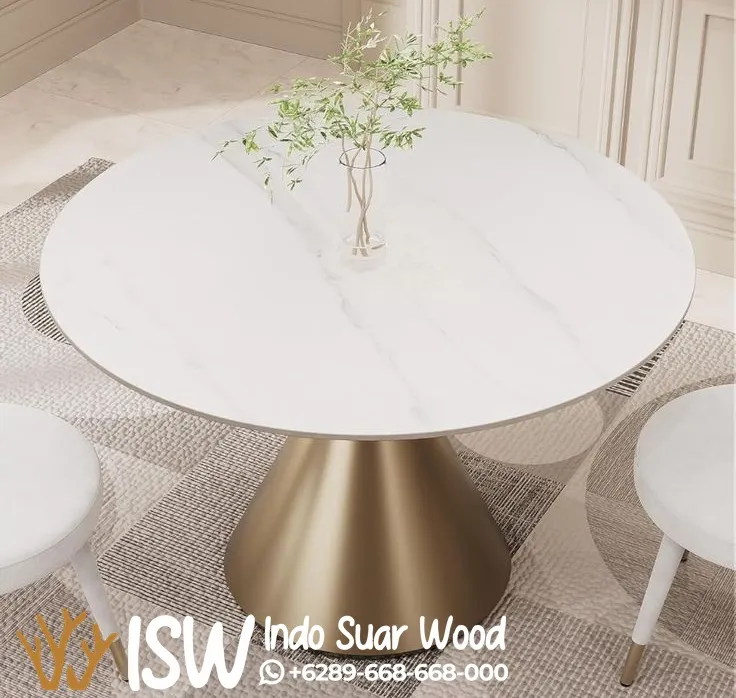 Meja Marmer Bulat Kecil Mewah