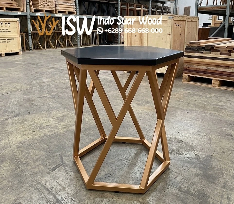Side Table Unik Bandung Bentuk Heksagon untuk Sudut Sofa & Kamar Tidur