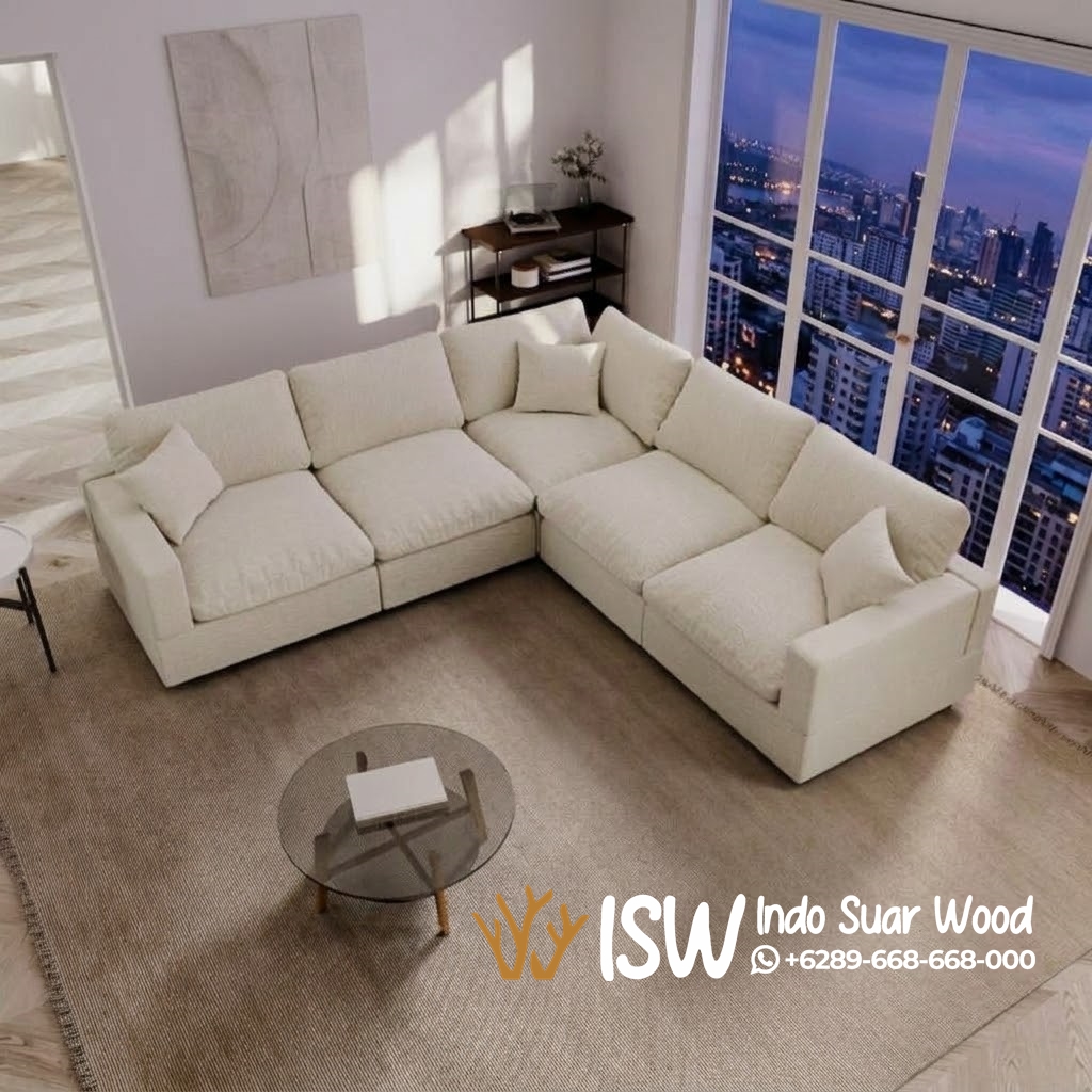 Sofa Modular L-Shape Minimalis Jakarta Desain Luas