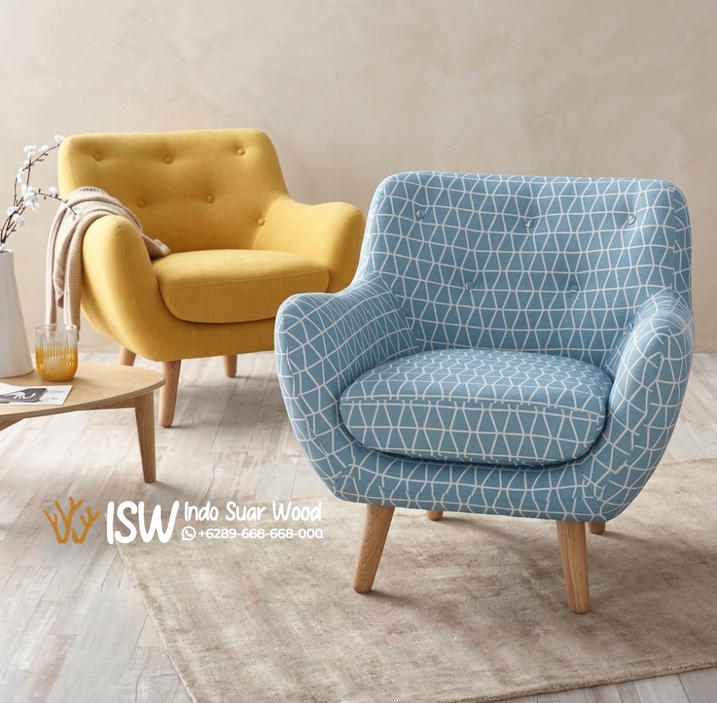 Sofa Single Aksen Minimalis Gaya Scandinavian Motif & Polos